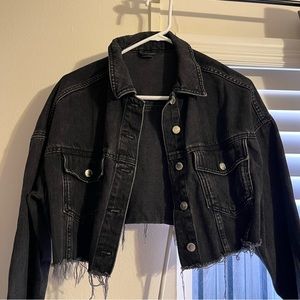 Topshop cropped black denim jacket